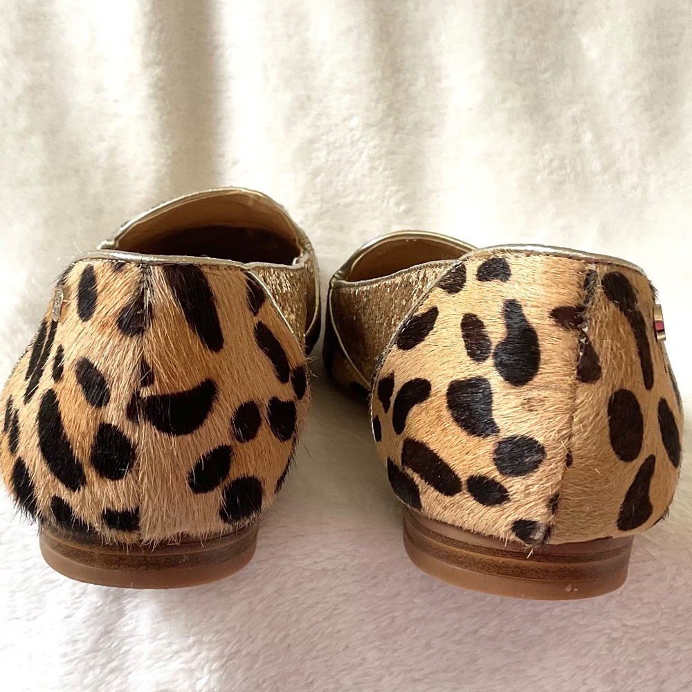 Leopard Print IMAN calf hair glittery slip On Block Heel Flats Size 8M - Picture 12 of 14